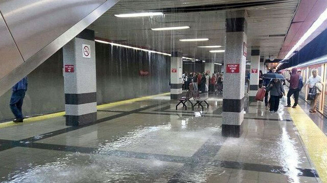Ankara metrosunu su bastı