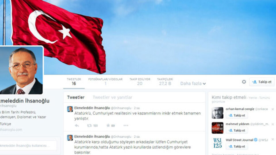 Ekmeleddin İhsanoğlu Twitter hesabı açtı
