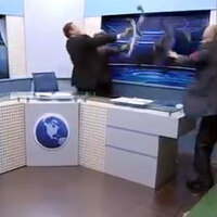 Canlı yayında tekme tokat 'Suriye kavgası'