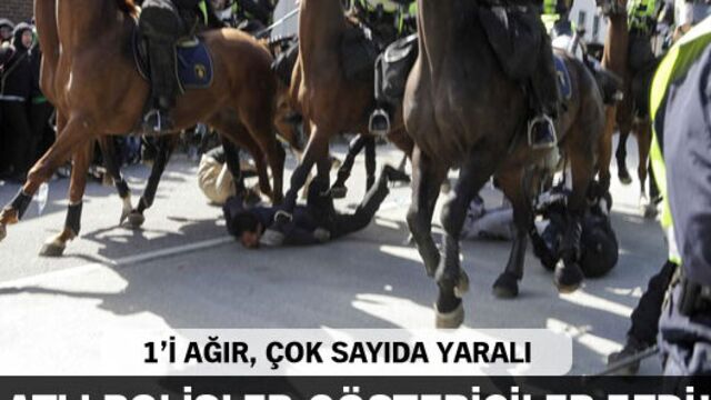 Atlı polisler göstericileri ezdi