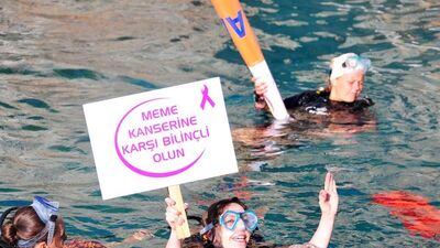 Meme kanserine farkındalık için daldılar