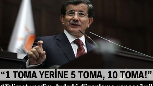 Başbakan Ahmet Davutoğlu: Talimat vedim, 1 TOMA yerine 5 TOMA