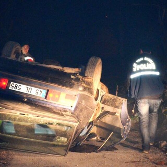 Hırsızların kaçtığı araç takla attı