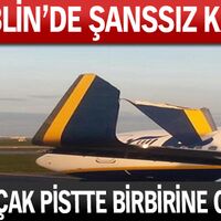 İki uçak pistte birbirine girdi!