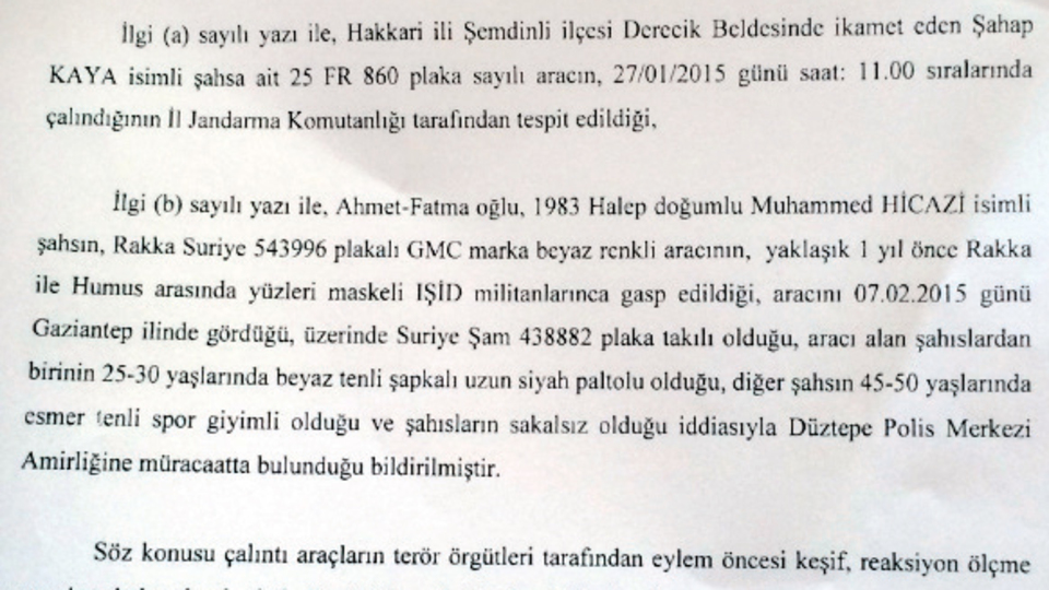 Araçların plakaları...