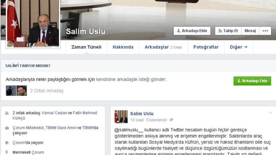TBMM İdare Amiri: Twitter hesabım askıya alındı