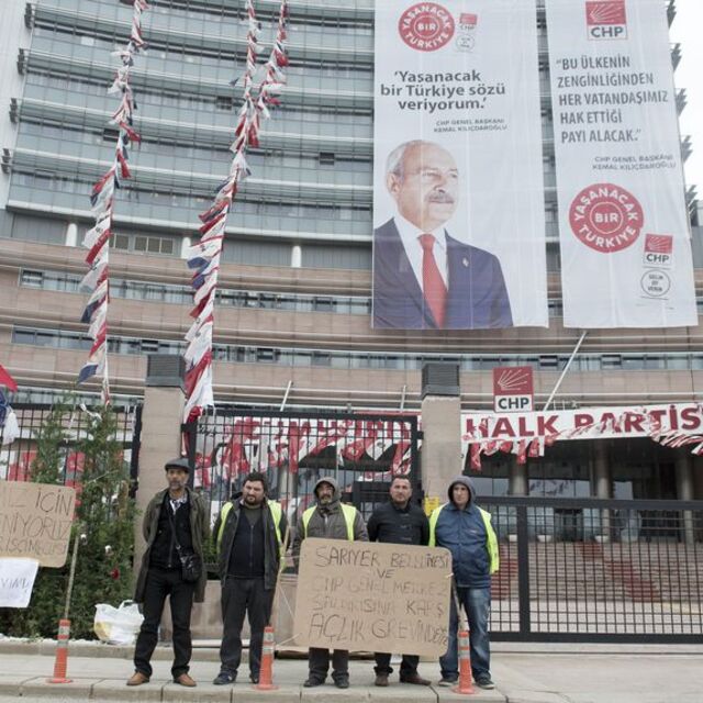 CHP önünde açlık grevi