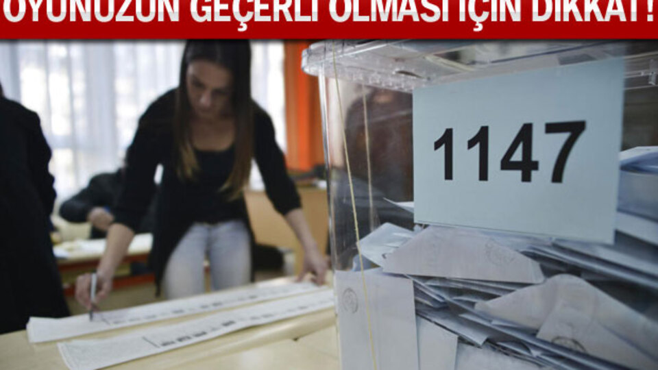 Oyunuzun geçerli olması için...