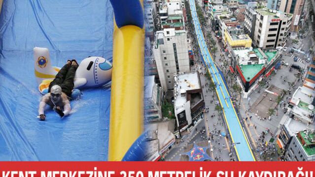 Kent merkezine 350 metrelik su kaydırağı!