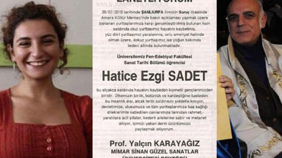 Rektörden Ezgi Sadet için başsağlığı ilanı
