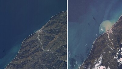 Artvin'deki selin etkileri uyduyla görüntülendi