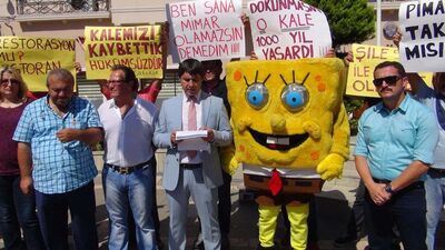 Şile'de Sünger Bob'lu protesto