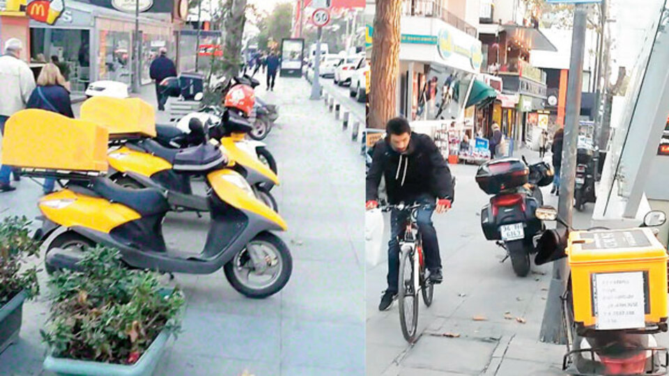 Kaldırım mı motosiklet pazarı mı belli değil!