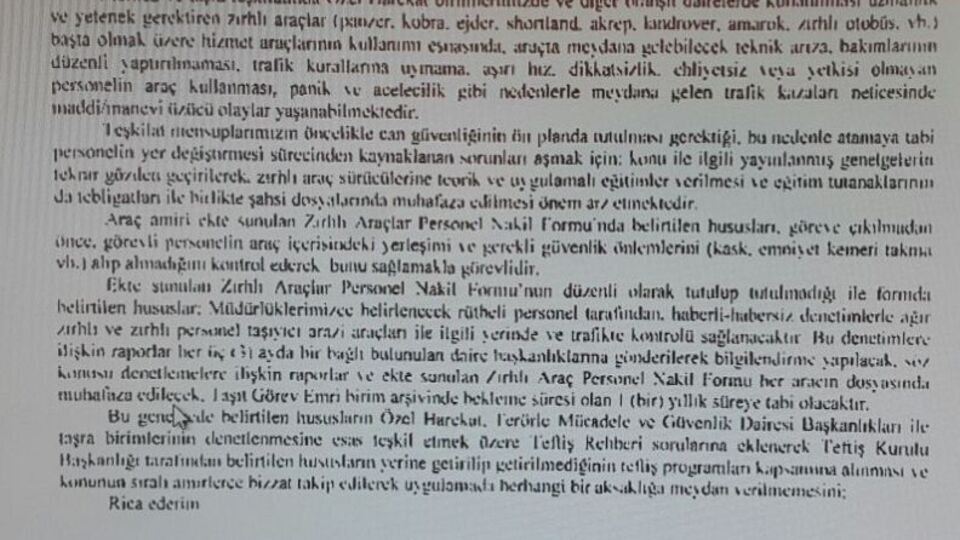 Emniyet zırhlı araçlara denetim istedi
