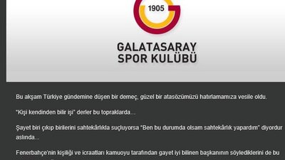 G.Saray'dan Yıldırım'a cevap!