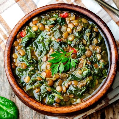 Ispanaklı yeşil mercimek