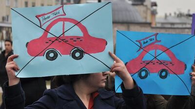 "Pembe taksi" protestosu!