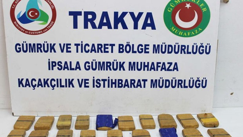 Edirne'de 34 kilo 761 gram uyuşturucu ele geçirildi
