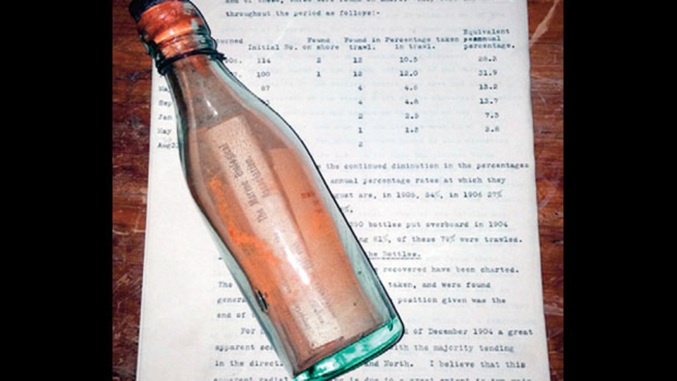 Yeni rekor 108 yıllık mesaj şişesinde