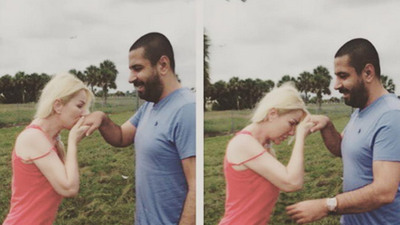 Sevgilisinin elini öptü ortalık karıştı!