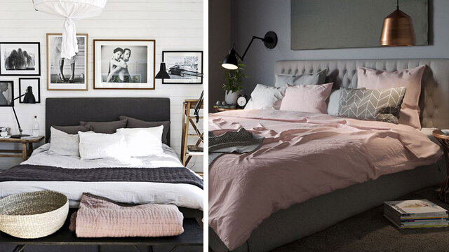 35 farklı gri yatak odası dekorasyonu