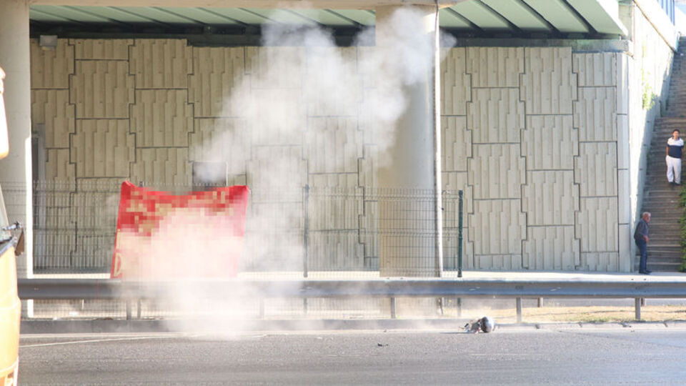 Okmeydanı'nda şüpheli pankart