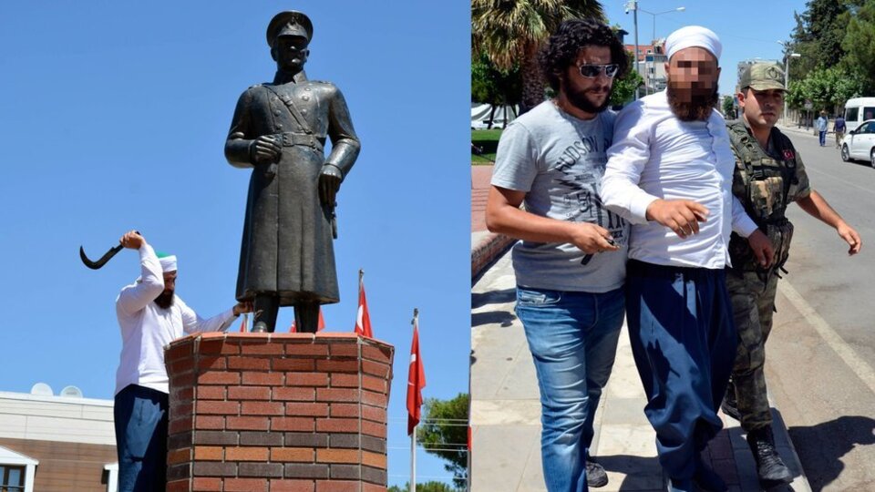 Atatürk heykeline saldıran kişi tutuklandı