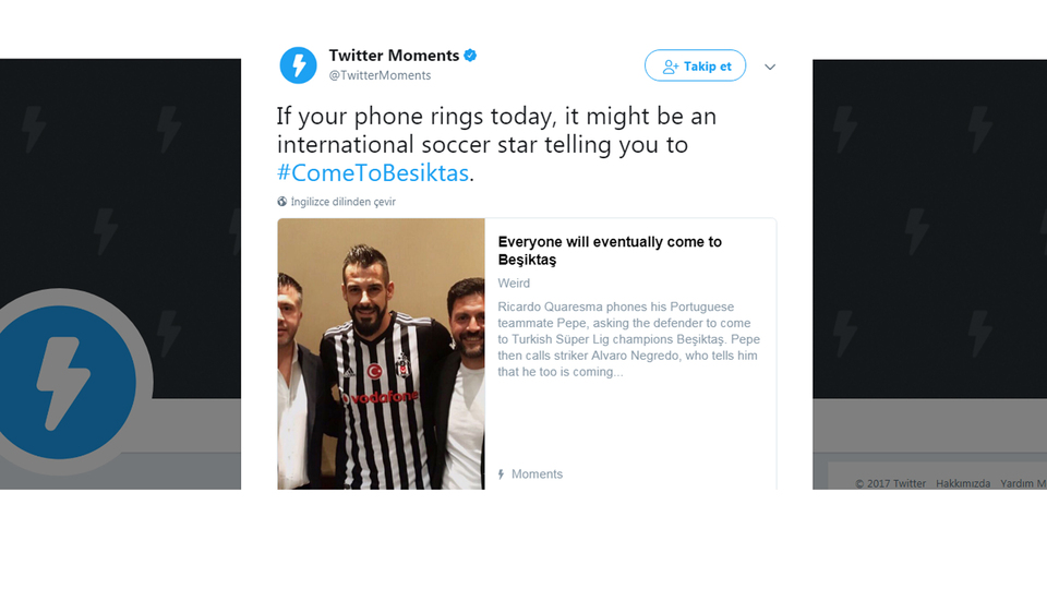 Twitter da #ComeToBeşiktaş dedi!
