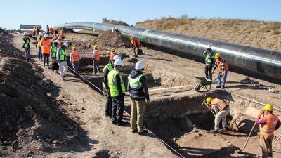 Doğalgaz boru hattından tarih çıktı