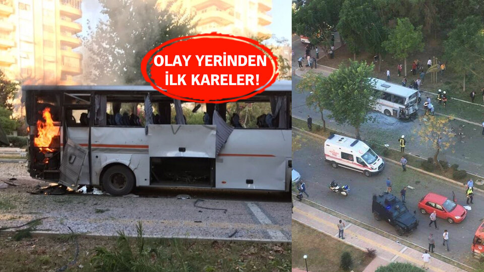 Mersin'de polis servis aracına bombalı saldırı