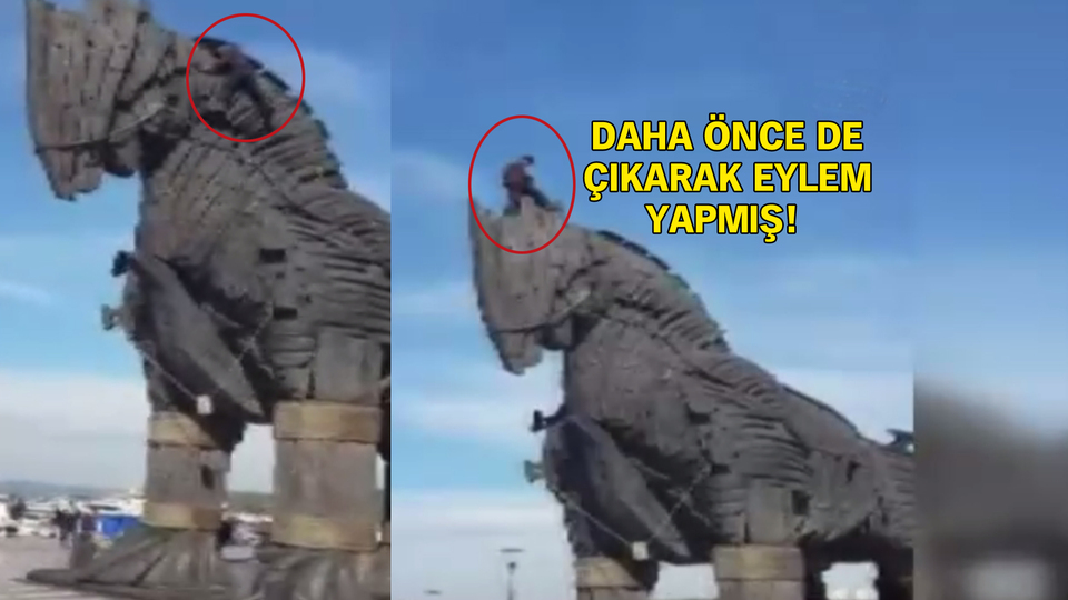 Truva Atı'ndan düşen kişi hayatını kaybetti! O anlar görüntülendi