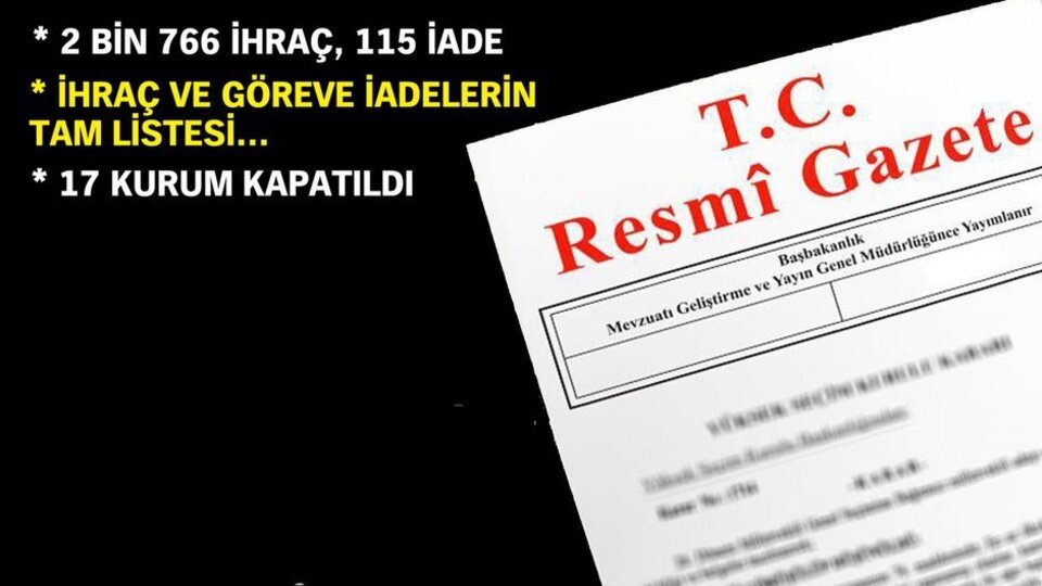 Yeni KHK ile ihraç listesi belli oldu!
