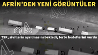 Afrin'den yeni görüntüler! TSK, sivillerin ayrılmasını bekledi, terör hedeflerini vurdu