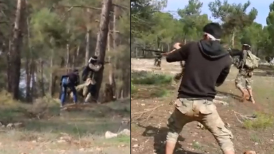 Afrin'de teröristlere ait kampın ele geçirilme anı görüntülendi