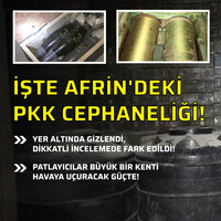 İşte Afrin'deki PKK cephaneliği!