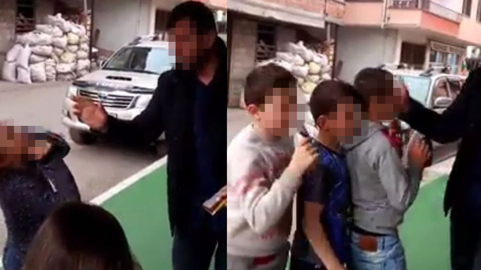 Skandal görüntü! Market sahibi çocukları böyle sıraya dizdi