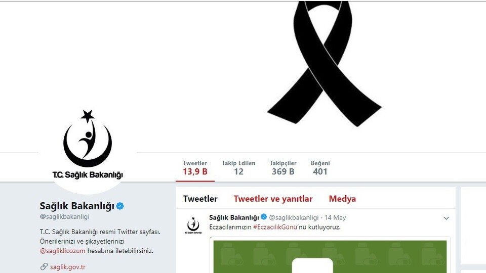Sağlık Bakanlığı Filistinliler için Twitter hesabını kararttı