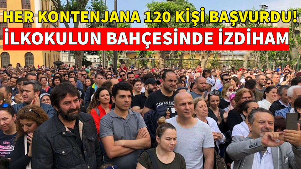 Her kontenjana 120 başvuru! İlkokulun bahçesinde izdiham