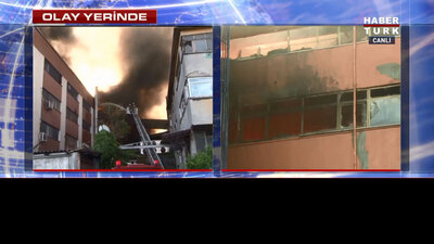 İtfaiye ekipleri çalışırken fabrikanın bir kısmı çöktü!