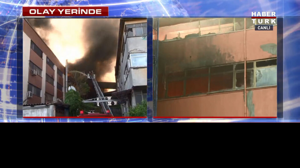 İtfaiye ekipleri çalışırken fabrikanın bir kısmı çöktü!