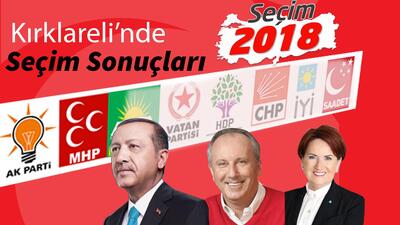 24 Haziran Kırklareli seçim sonuçları 2018! Cumhurbaşkanlığı ve milletvekili Kırklareli ili oy oranları