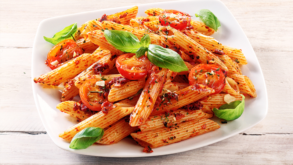 Fesleğenli diyet makarna