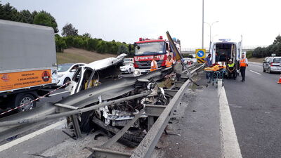 TEM'de feci kaza! Ok gibi saplandı!