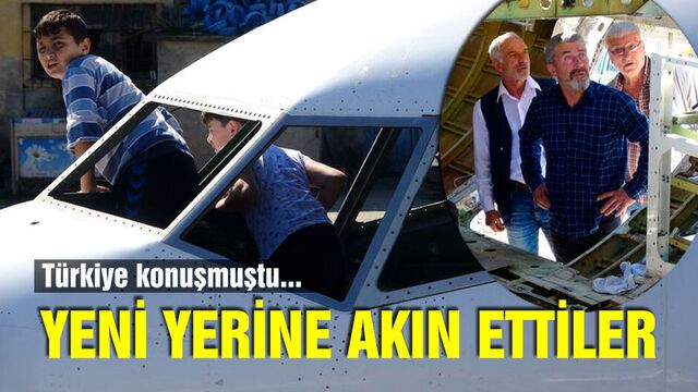 Pistten çıkan uçağa yeni yerinde ziyaretçi akını
