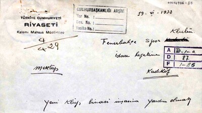 İşte, "Atatürk ve futbol" konusunda gerçek bir belge: Atatürk, Fenerbahçe'ye klüp inşaatı için 500 lira bağışlamış!
