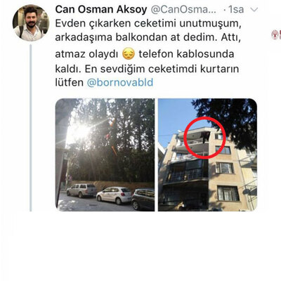 Ceketi tellere takılan gencin çağrısına belediyeden yanıt!