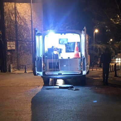 Konsolosluk çevresinde dikkat çeken çalışma! Görüntüleme robotları ile...