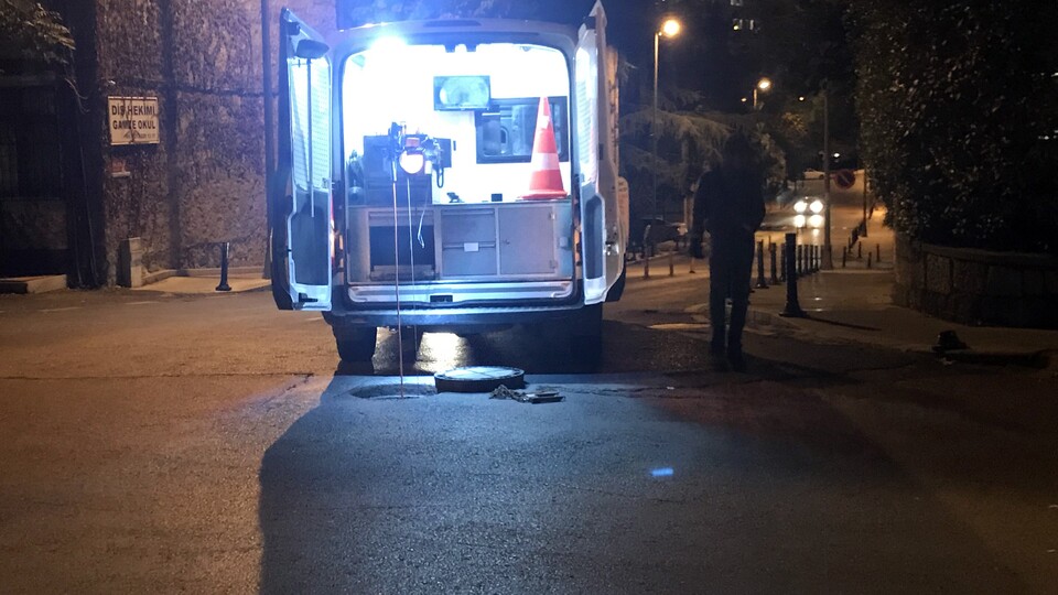 Konsolosluk çevresinde dikkat çeken çalışma! Görüntüleme robotları ile...