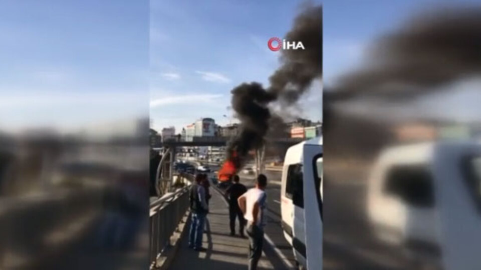 E-5'te trafiği durduran yangın!