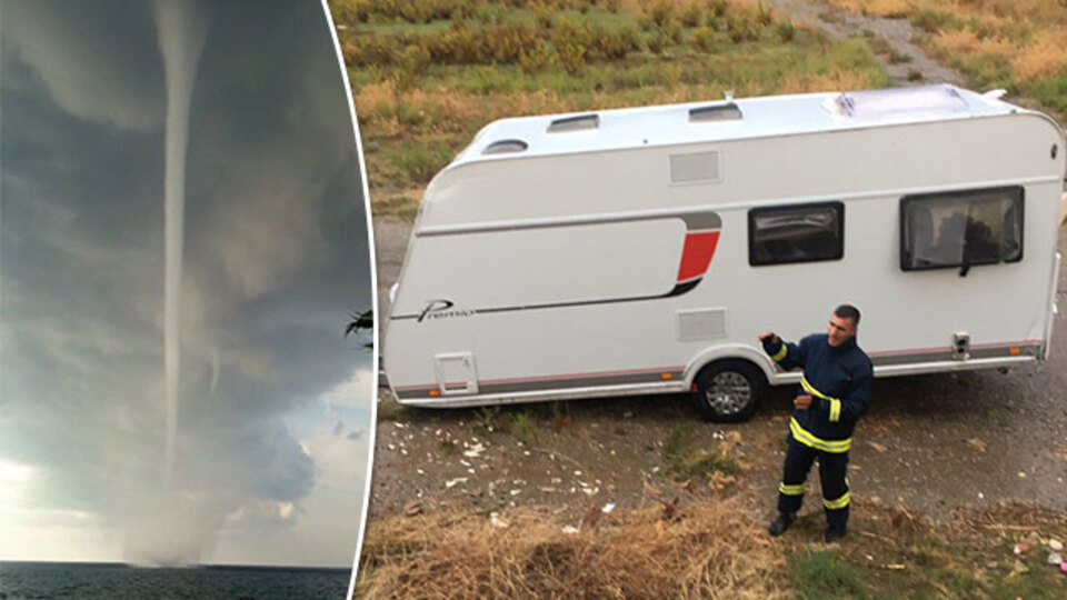 Antalya'da korku dolu anlar! Karavanıyla birlikte havalandı